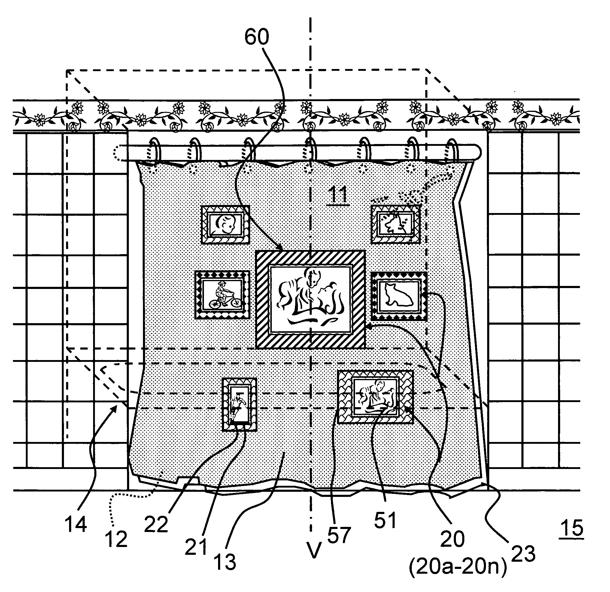 Curtain With Pockets Integrated Therein