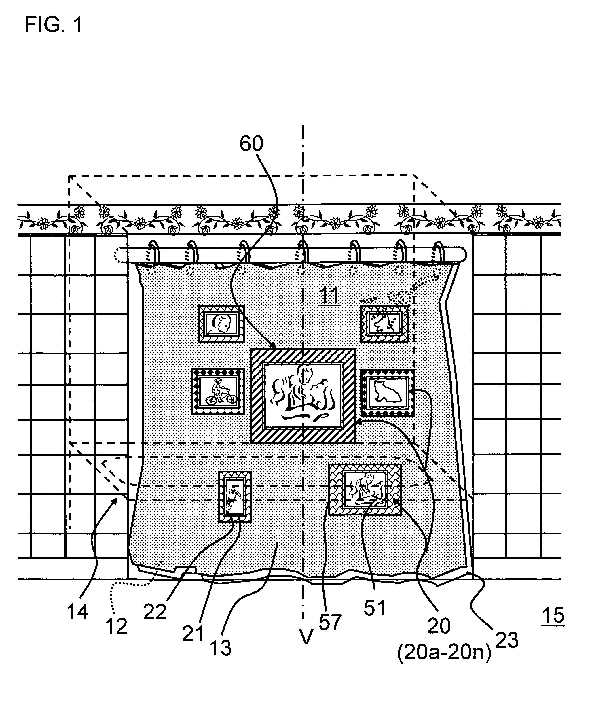 Curtain With Pockets Integrated Therein