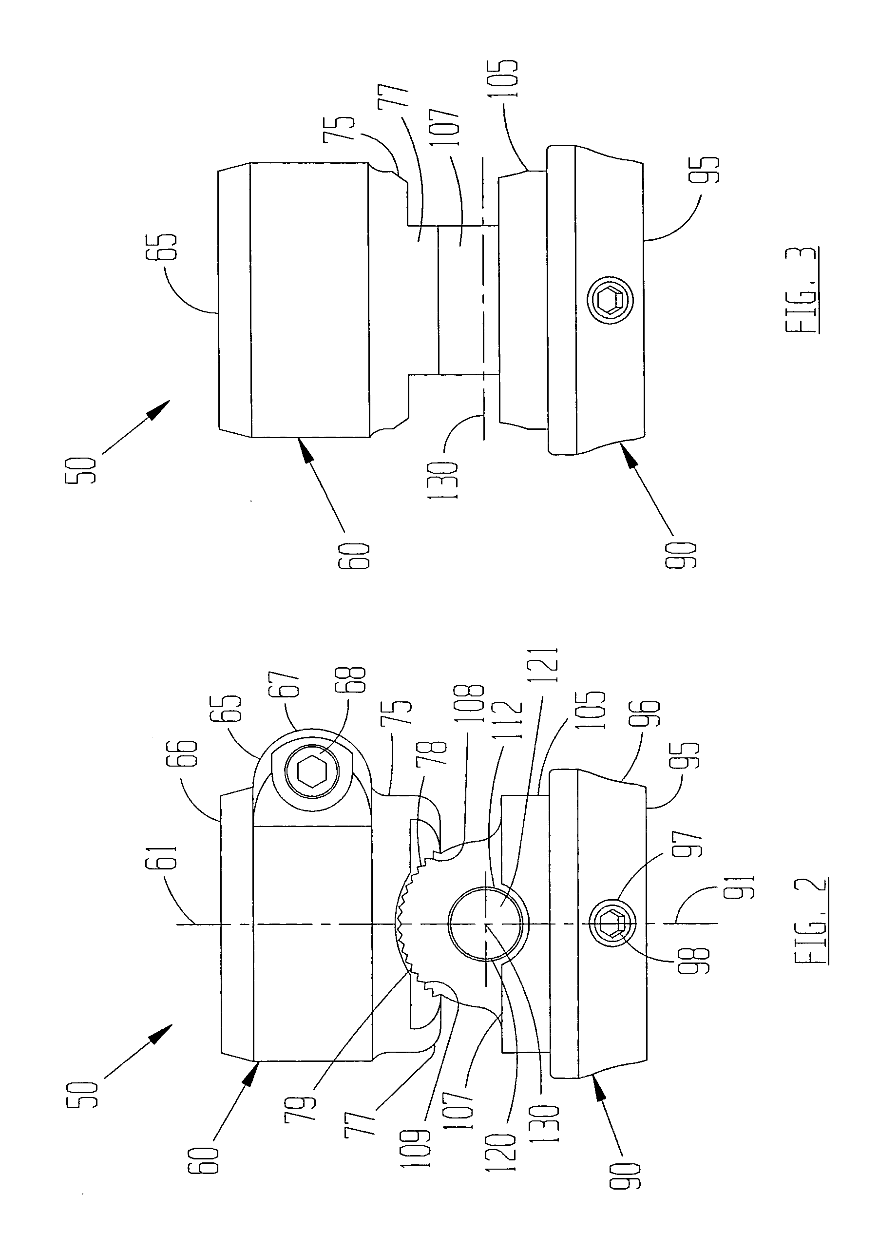 Device for angularly coupling prosthetic components