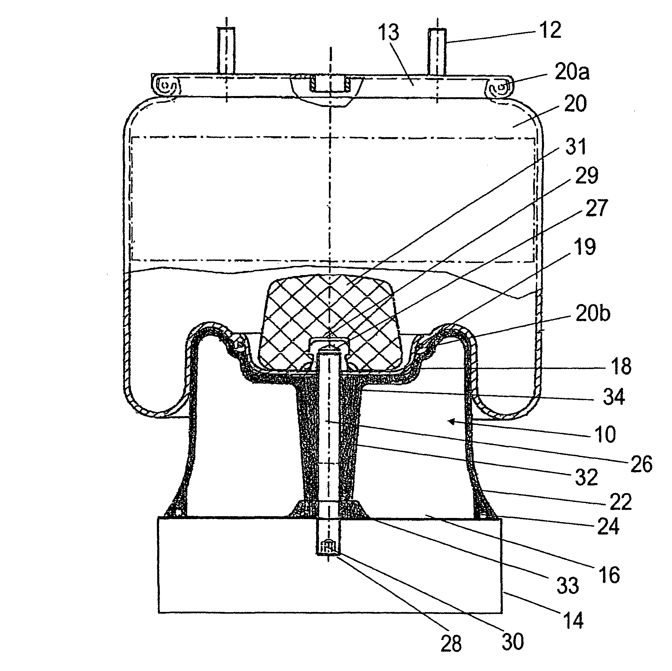 Plunger piston made from plastic for an air spring