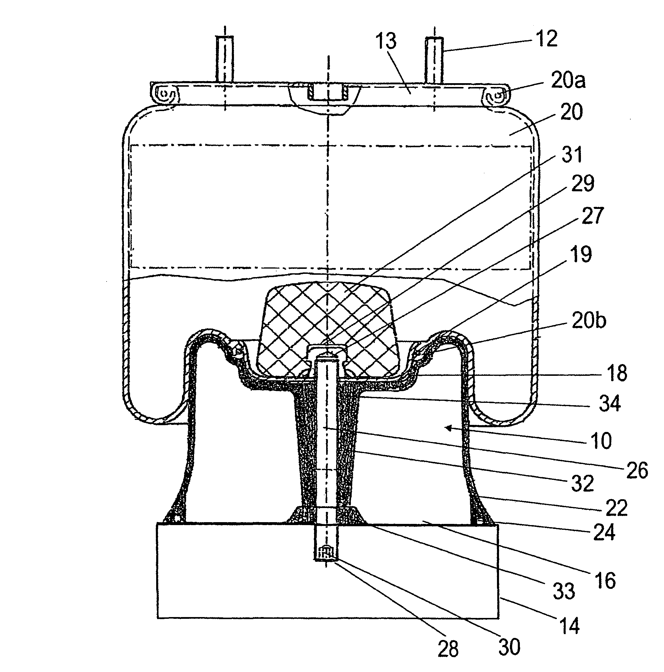 Plunger piston made from plastic for an air spring