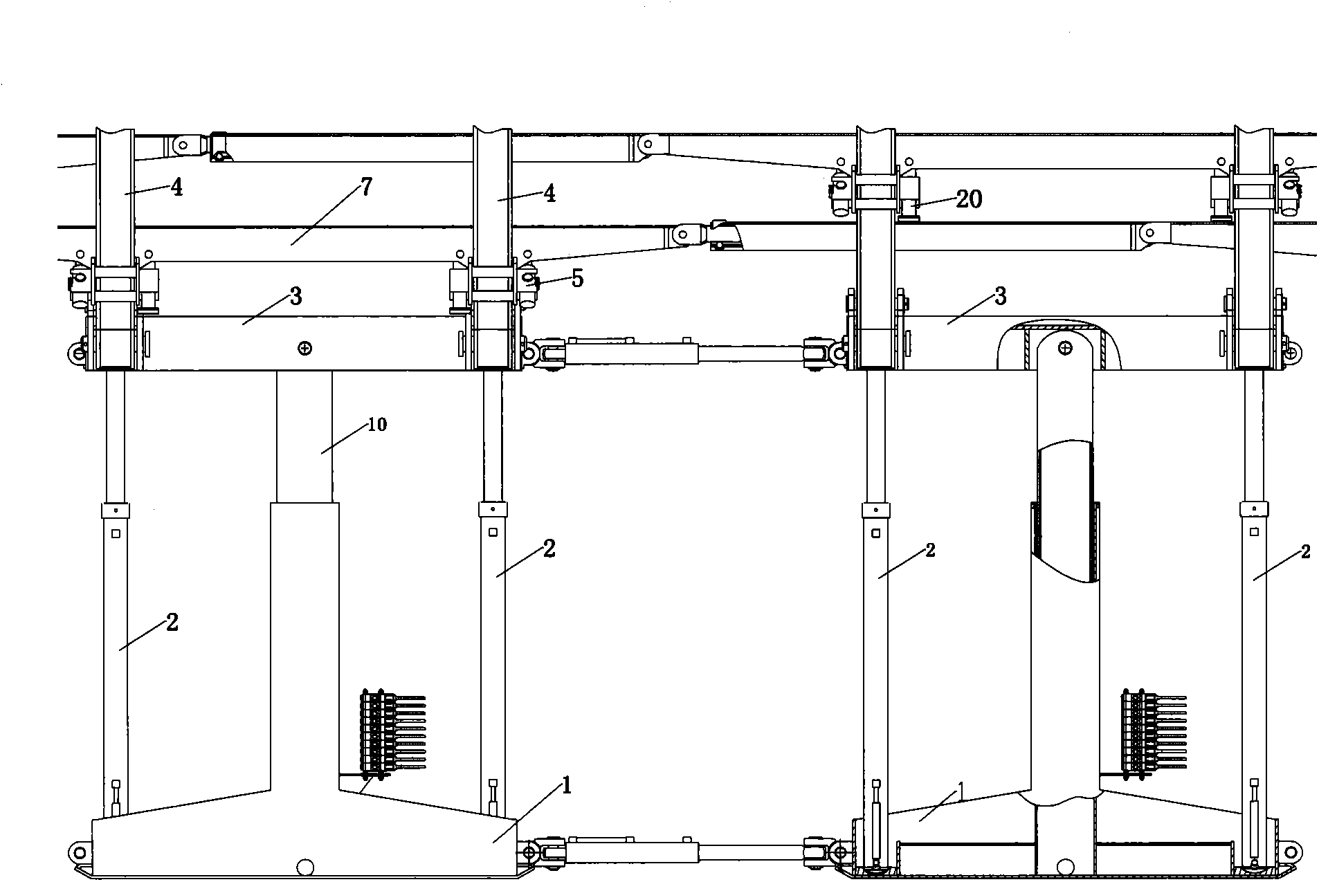 Arch-cross-section roadway tunneling support device