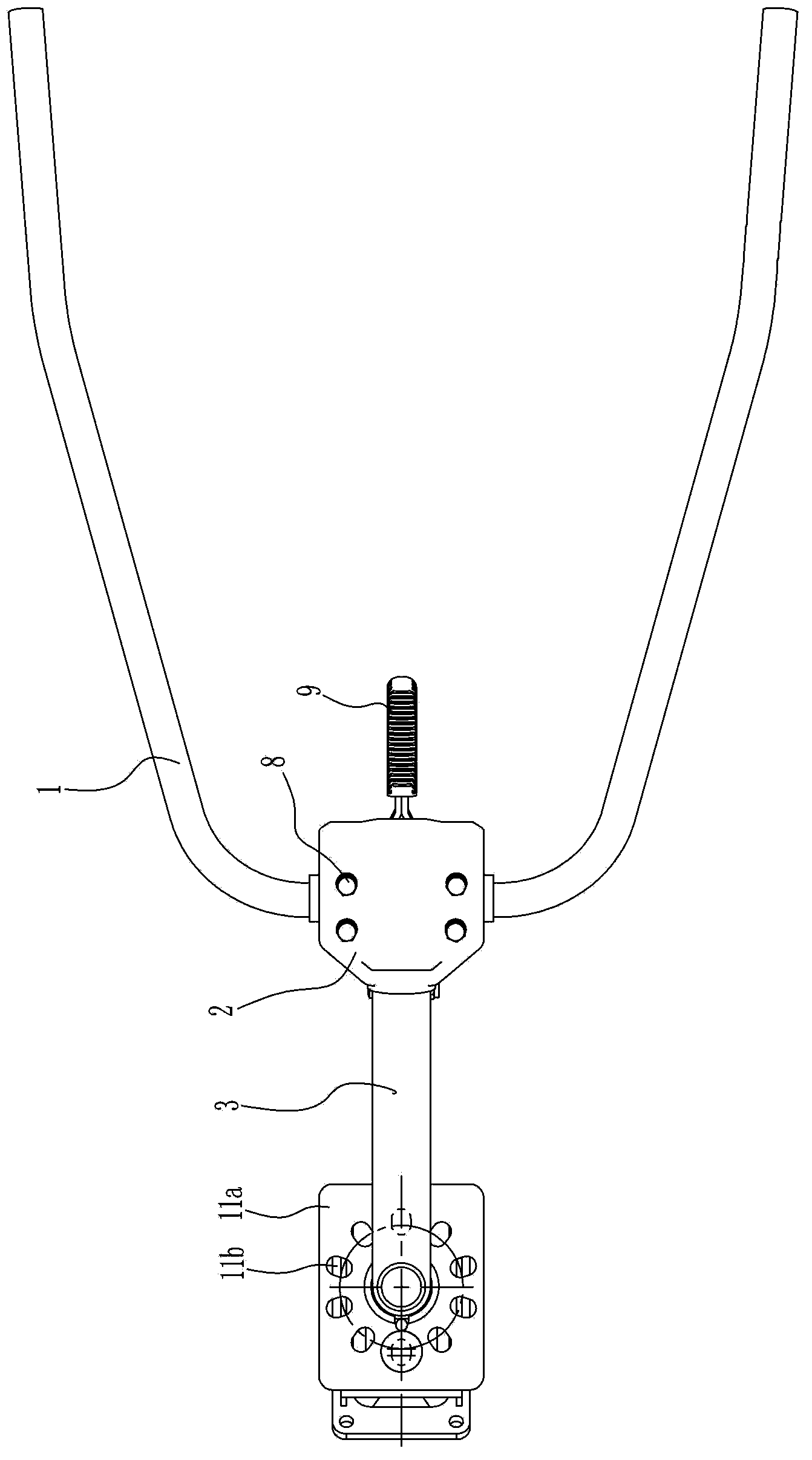 Bending handrail assembly of minitiller