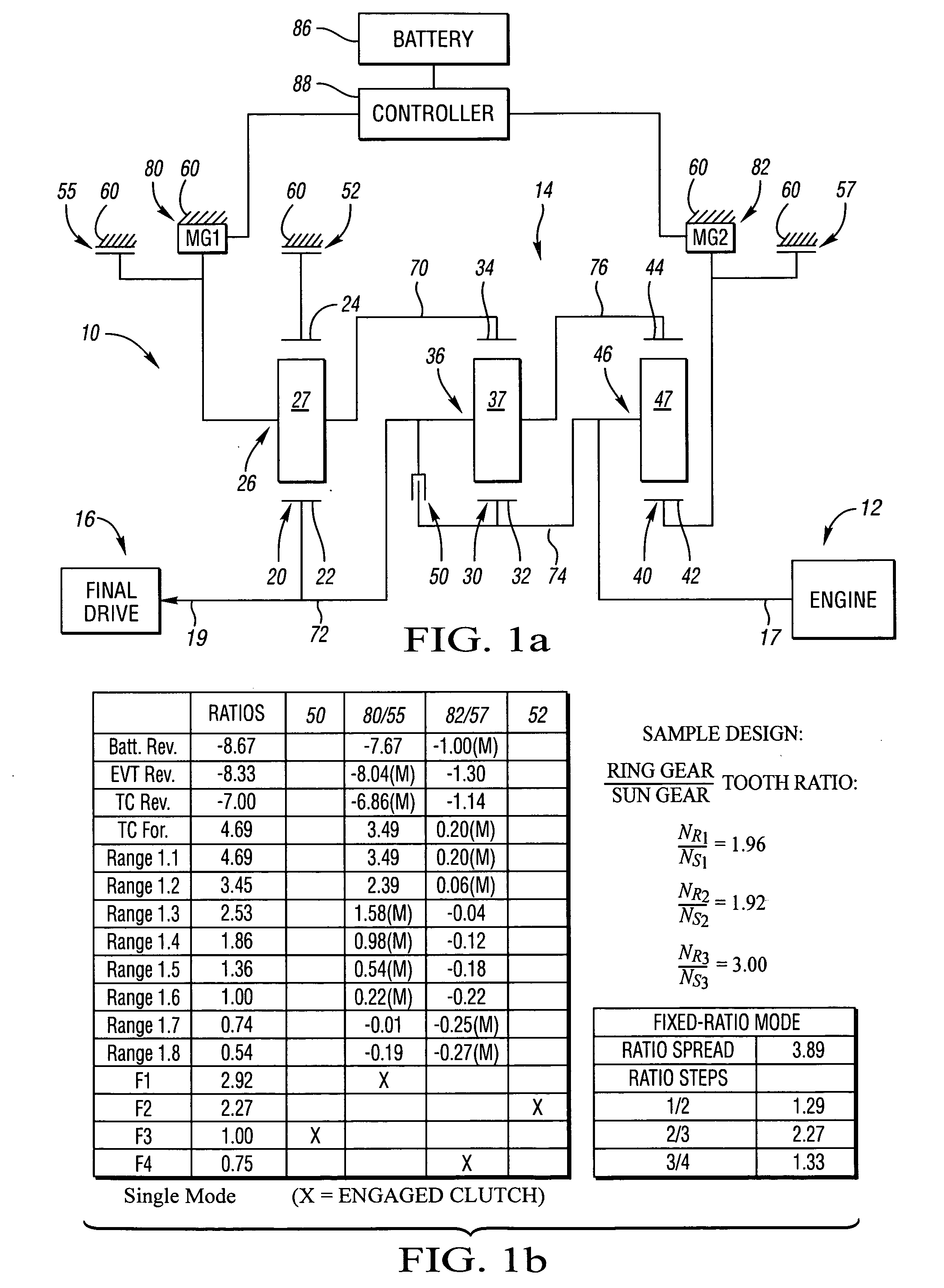 Electrically variable transmission having three planetary gearsets and four fixed interconnections