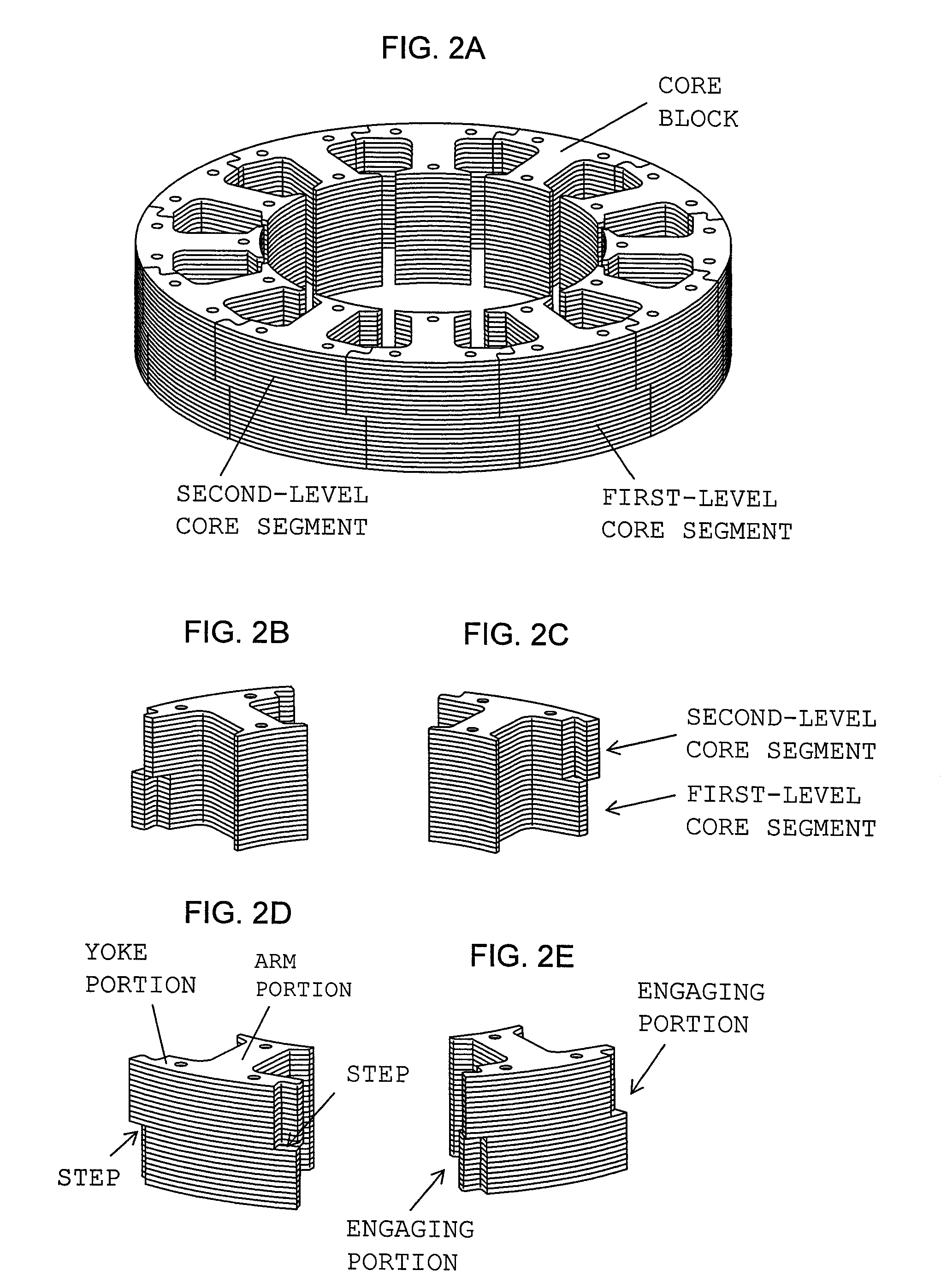 Core block, and magnetic pole core using core blocks for motor