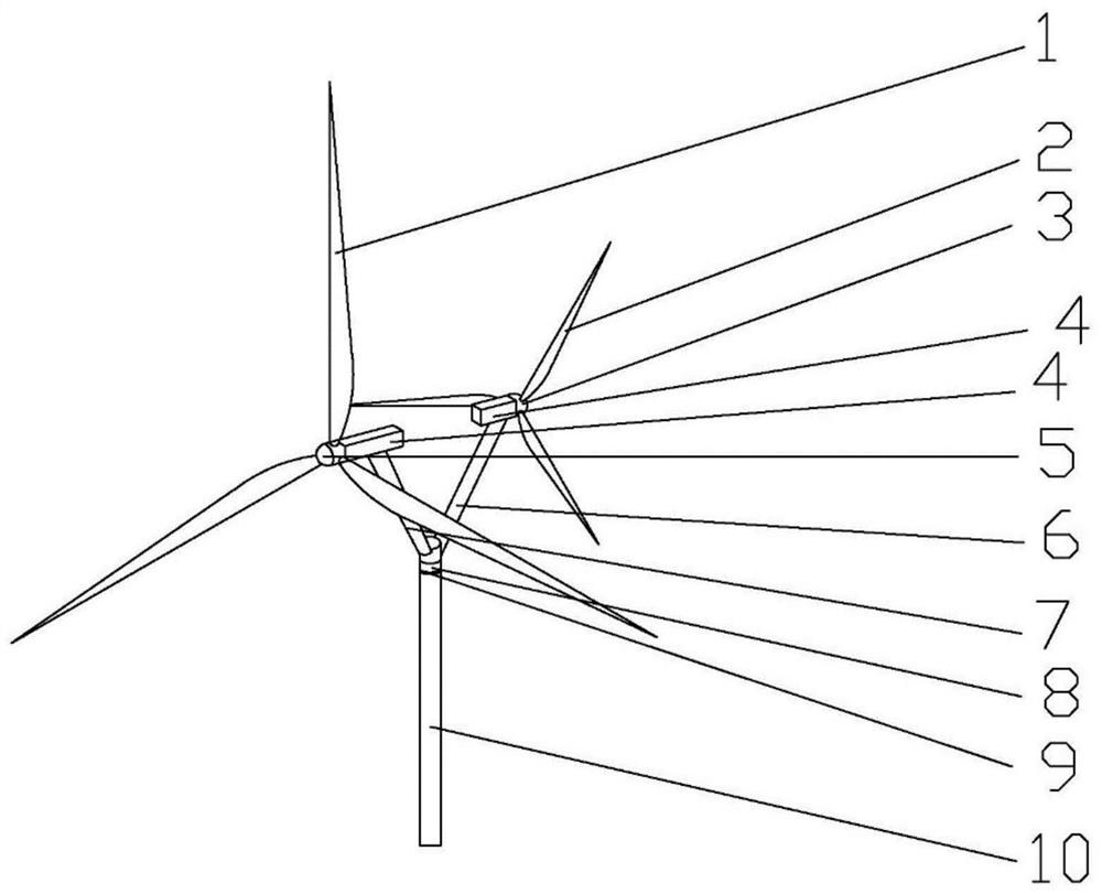 Double-wind-wheel wind turbine generator with cabin of auxiliary supporting structure