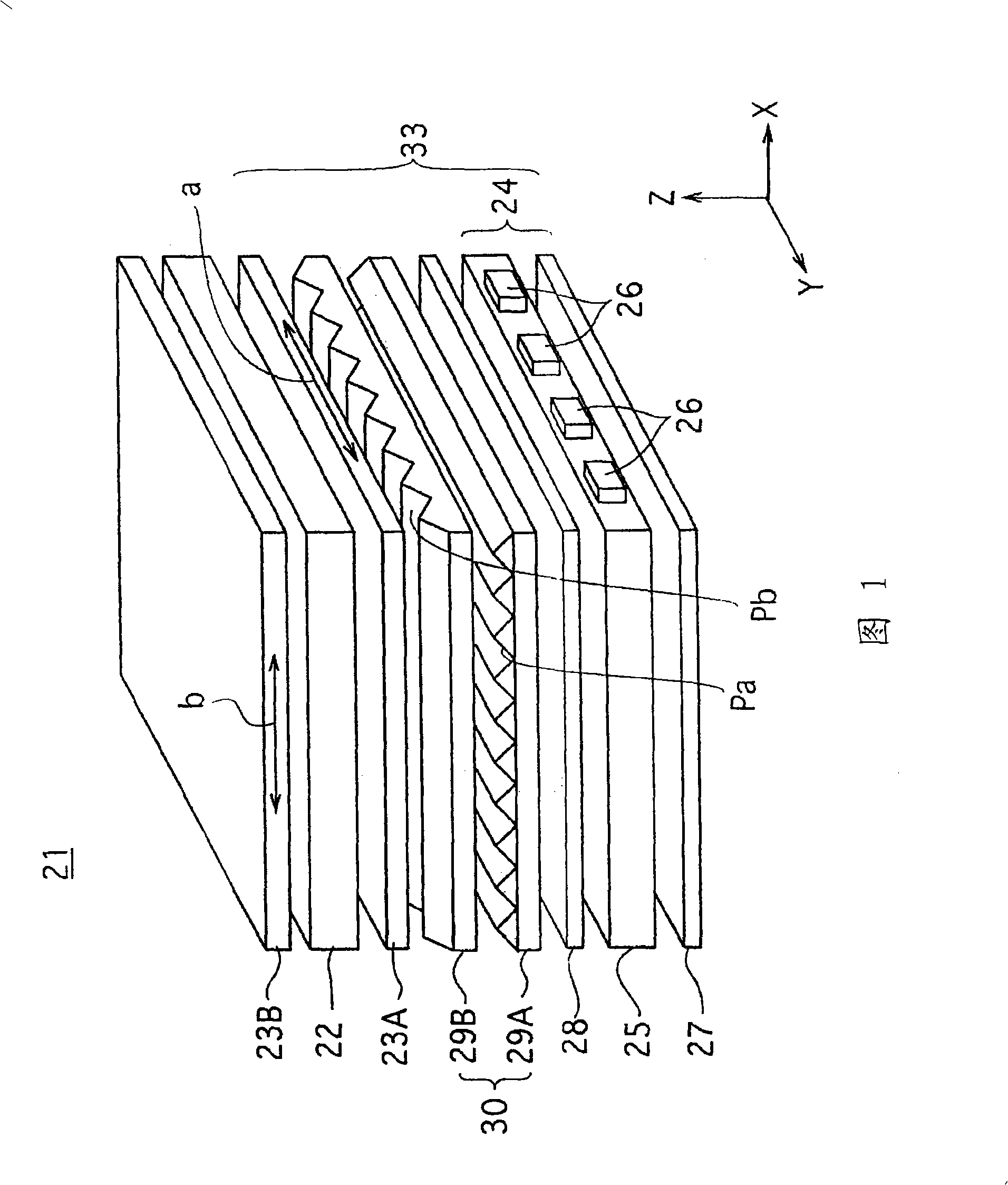 Optical sheet combination structure, surface emitting device, and liquid crystal device