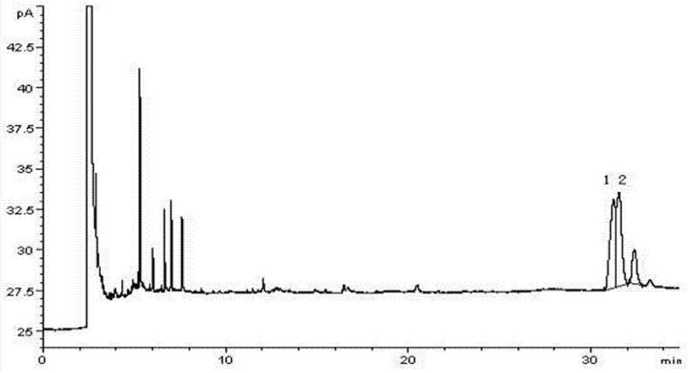 Method for detecting d-alpha-tocopherol and 1-alpha-tocopherol in food through gas chromatography