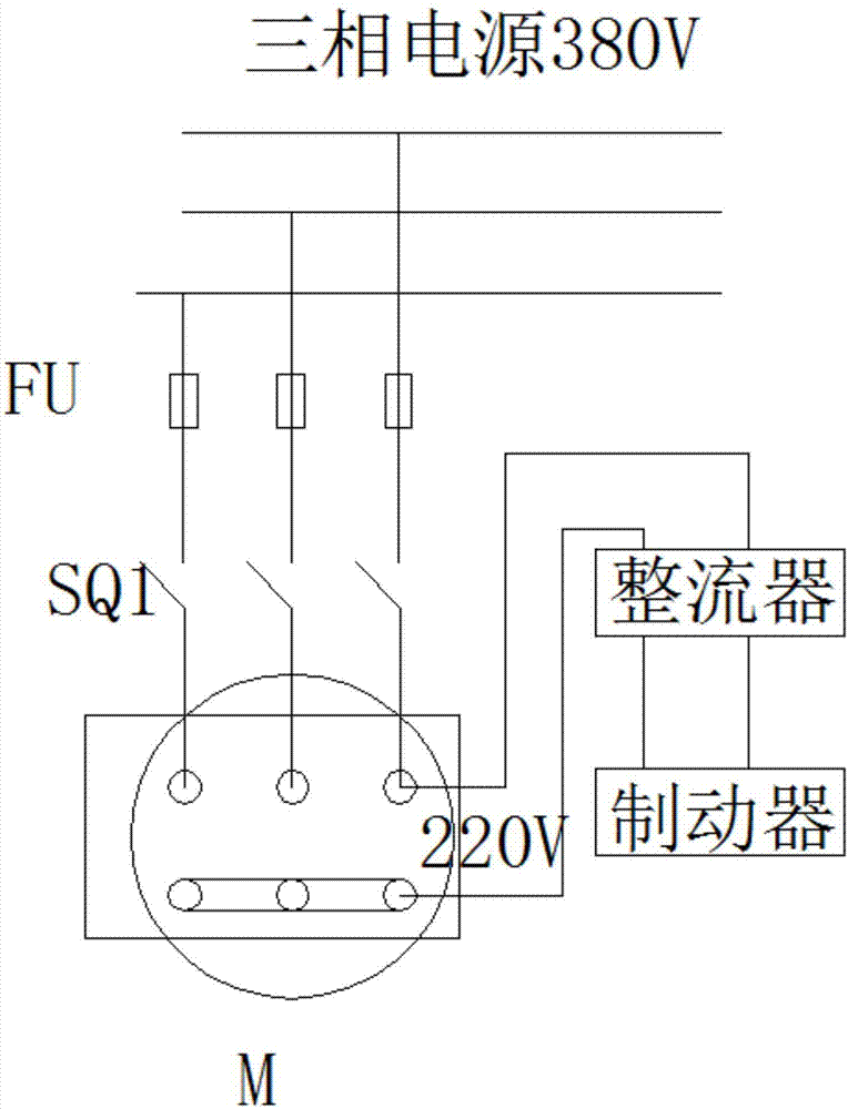 Rapid brake device for three-phase asynchronous motor