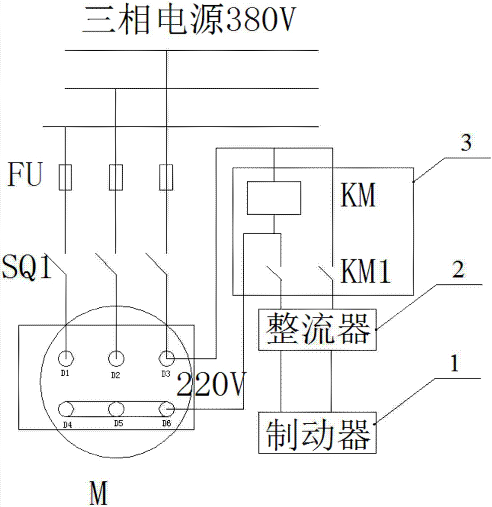 Rapid brake device for three-phase asynchronous motor