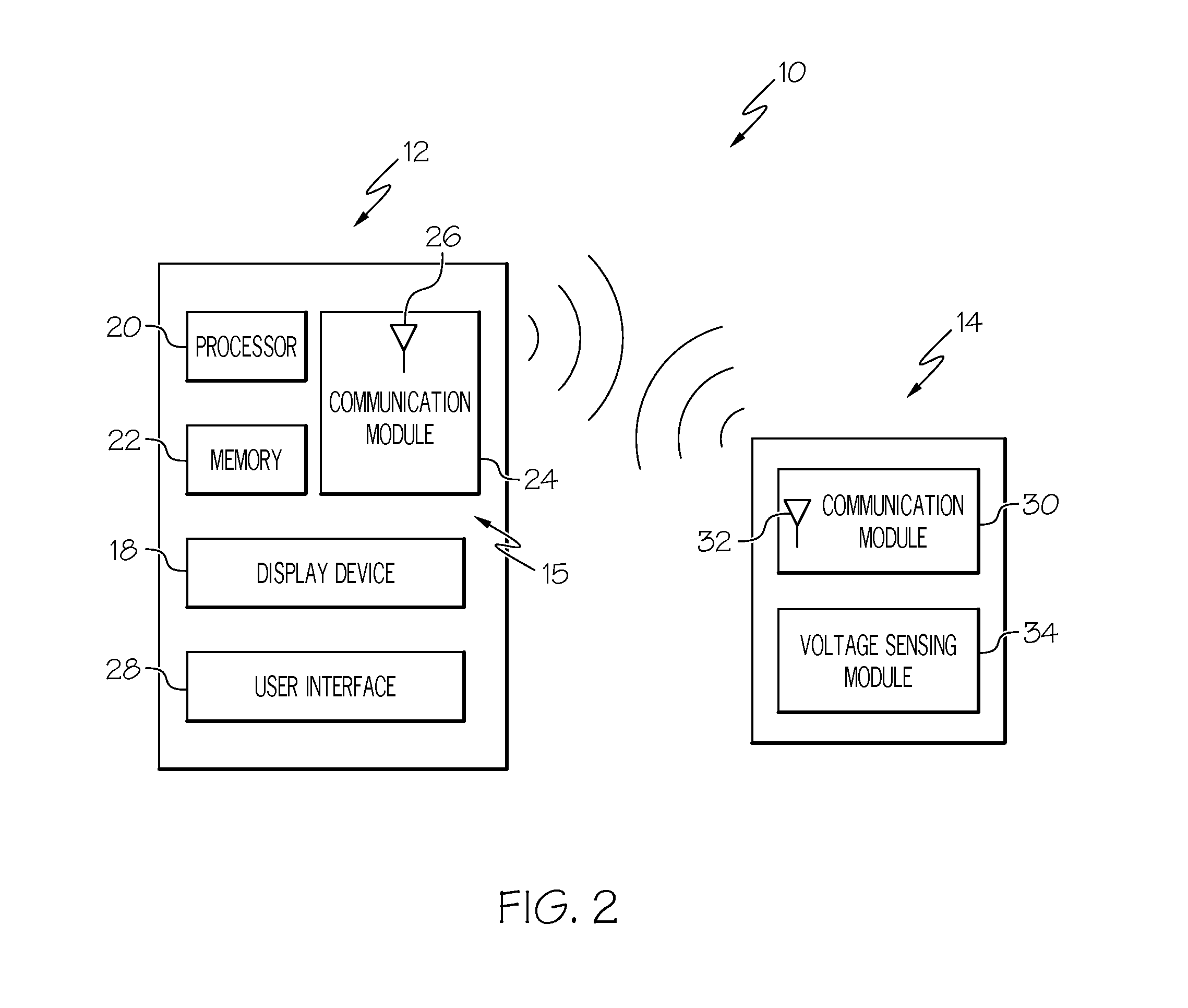 Remote sensing of remaining battery capacity using on-battery circuitry