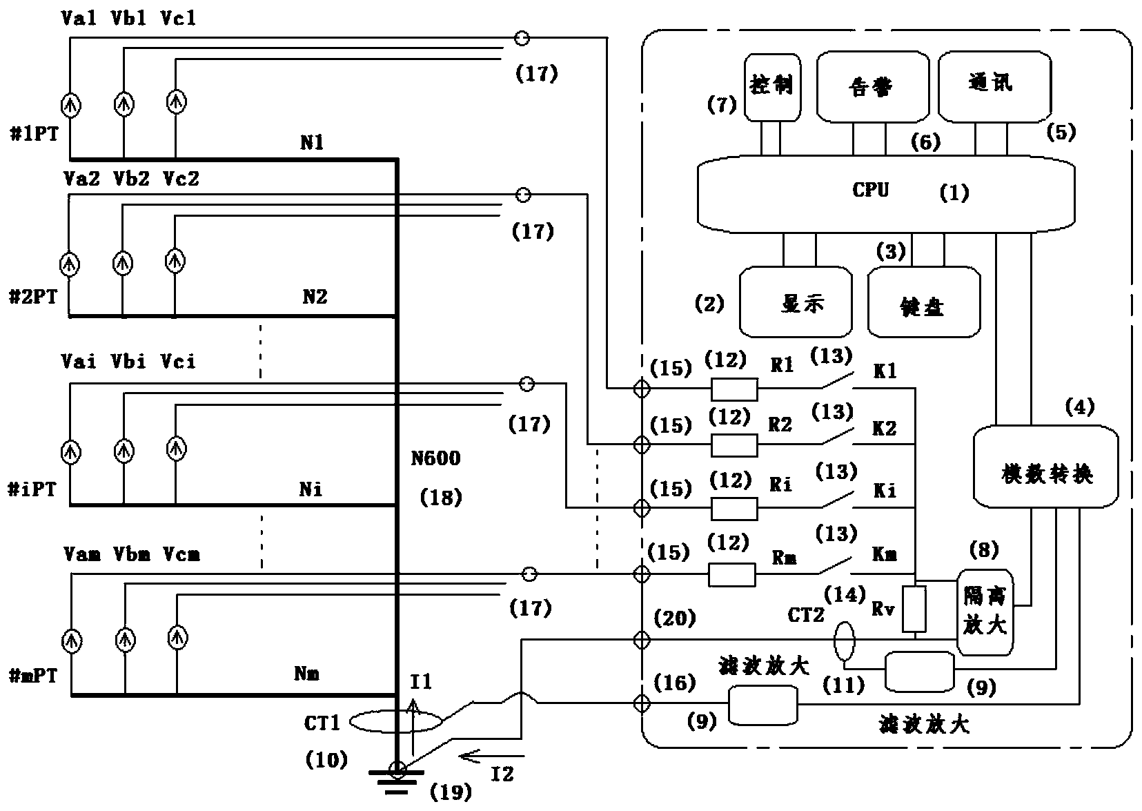 Device and method for detecting multipoint earthing of voltage transformer for electric system