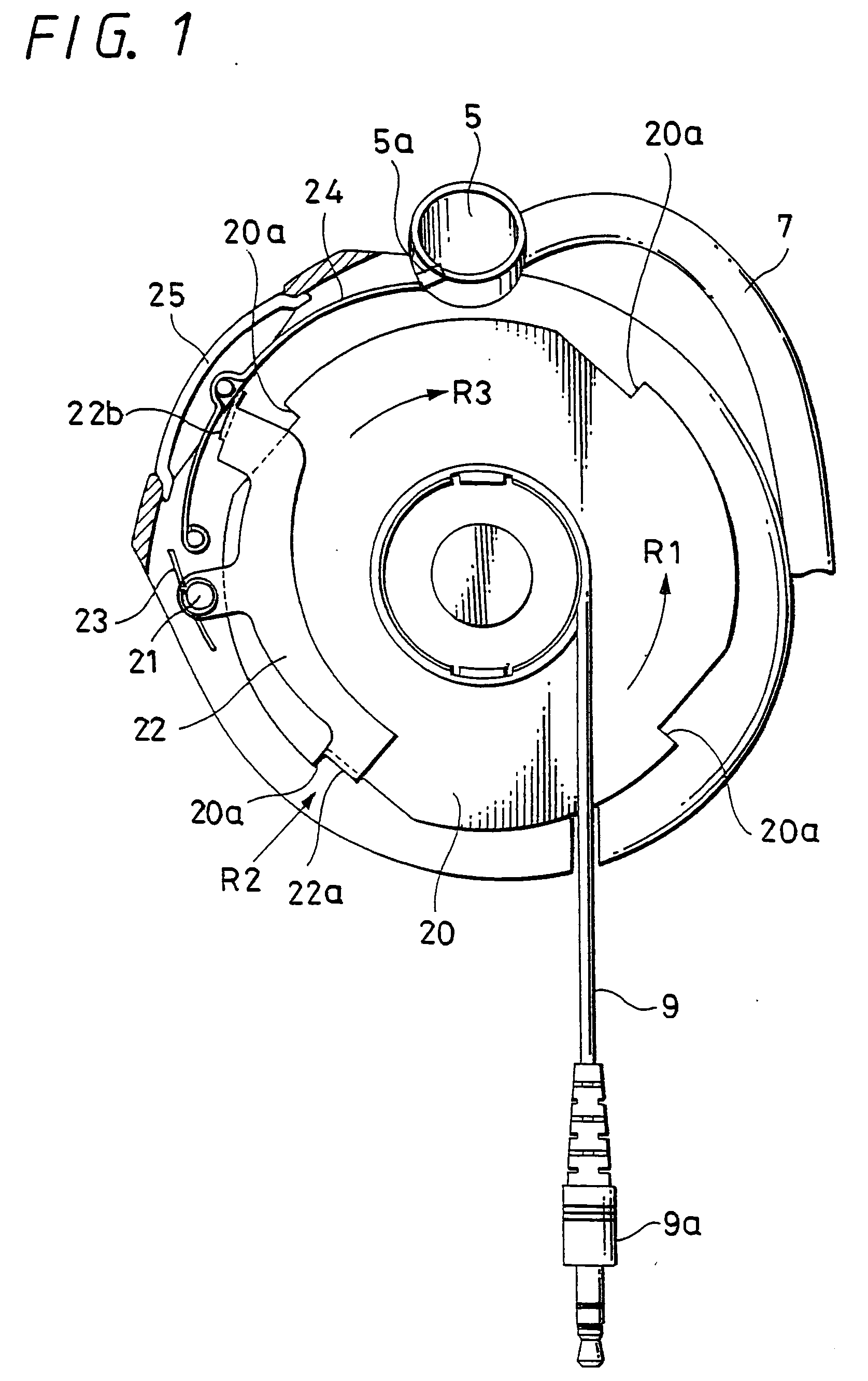 Headphone with cord take-up device