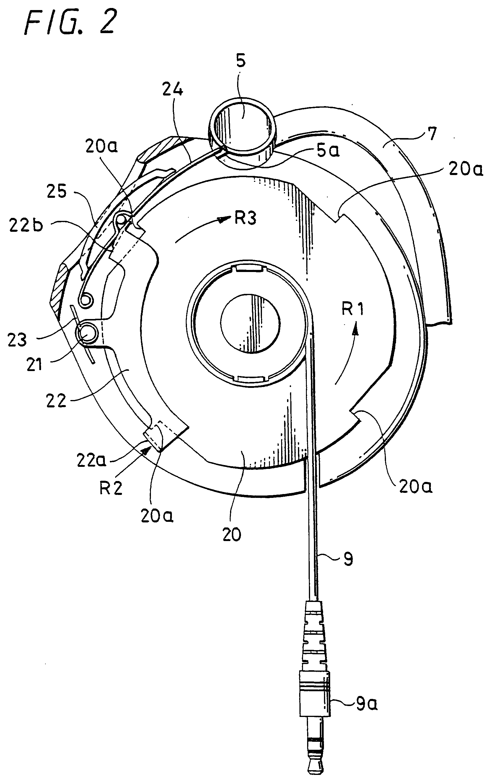 Headphone with cord take-up device