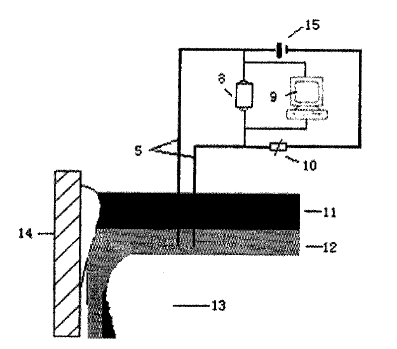 Device and method for measuring thickness of molten slag layer of mold flux of continuous casting crystallizer