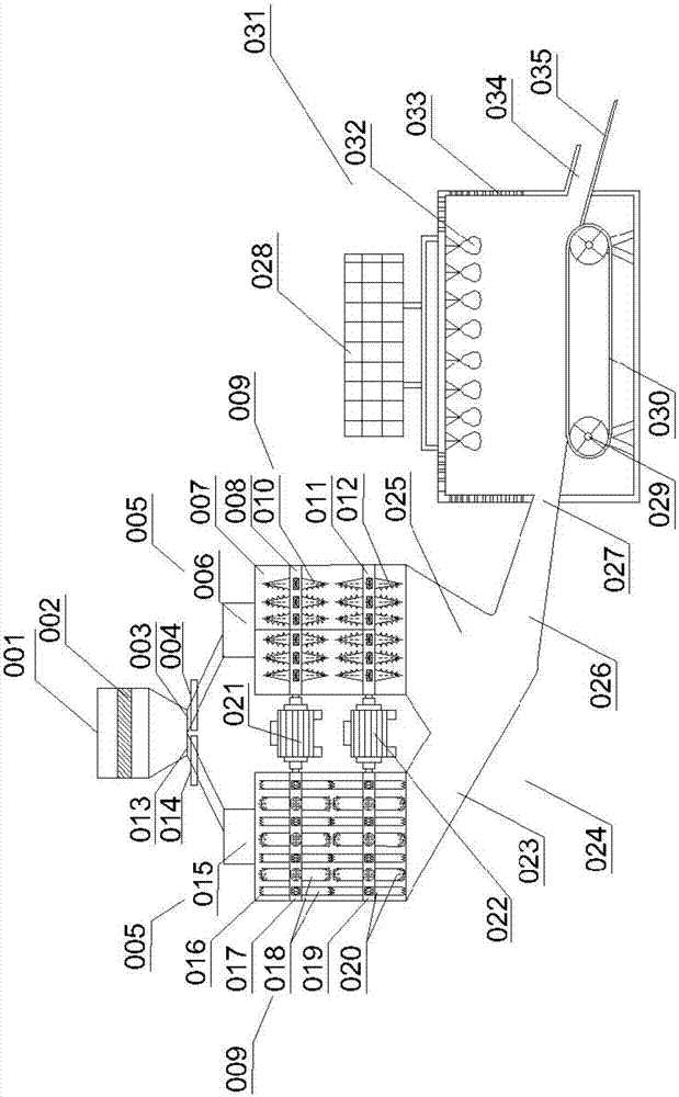 Efficient multistage crushing solid waste treating device