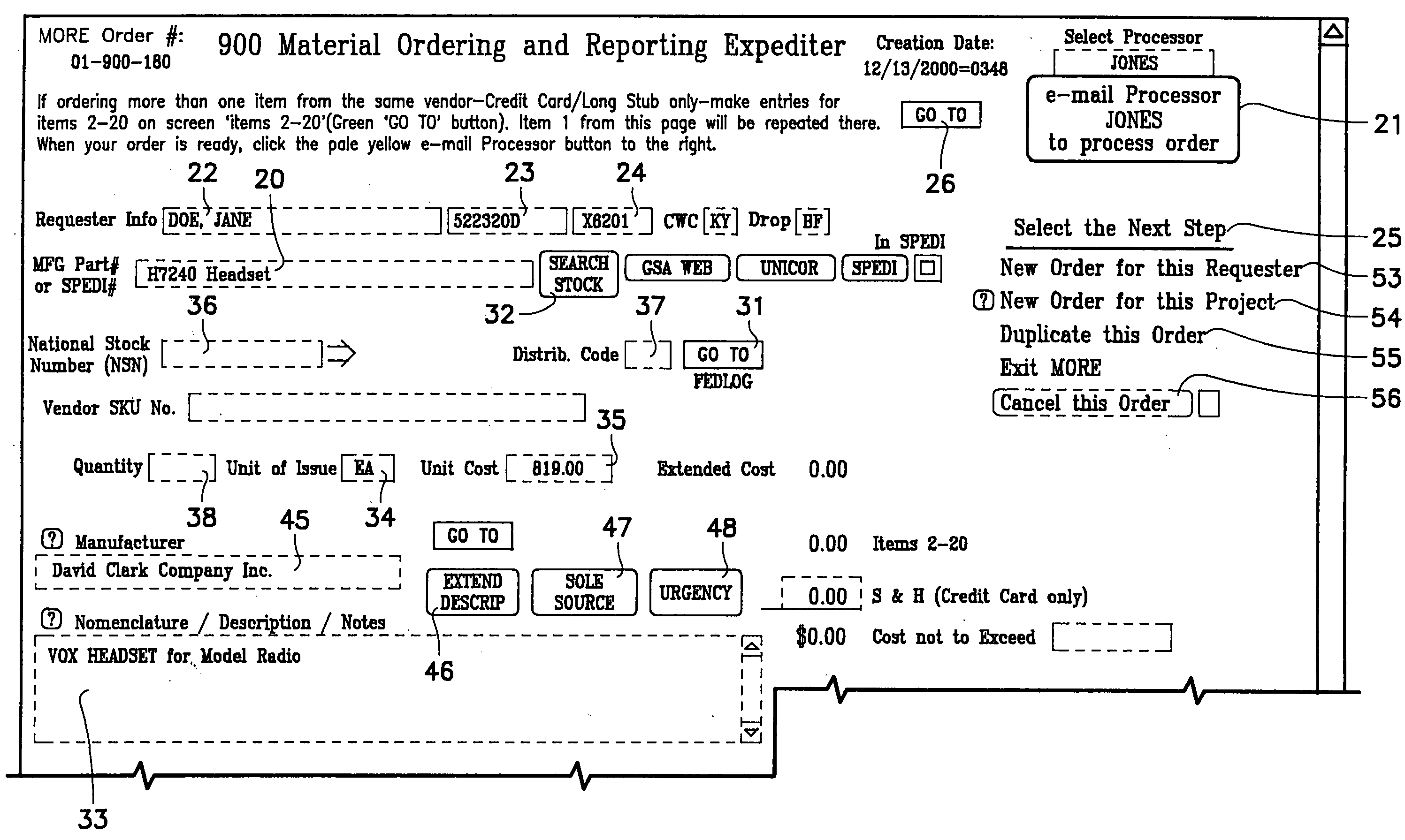 Material ordering and reporting expediter (MORE)