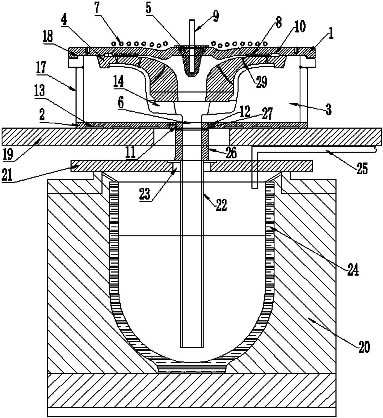 Low pressure casting method, cooling control technology and exhaust system of large impeller