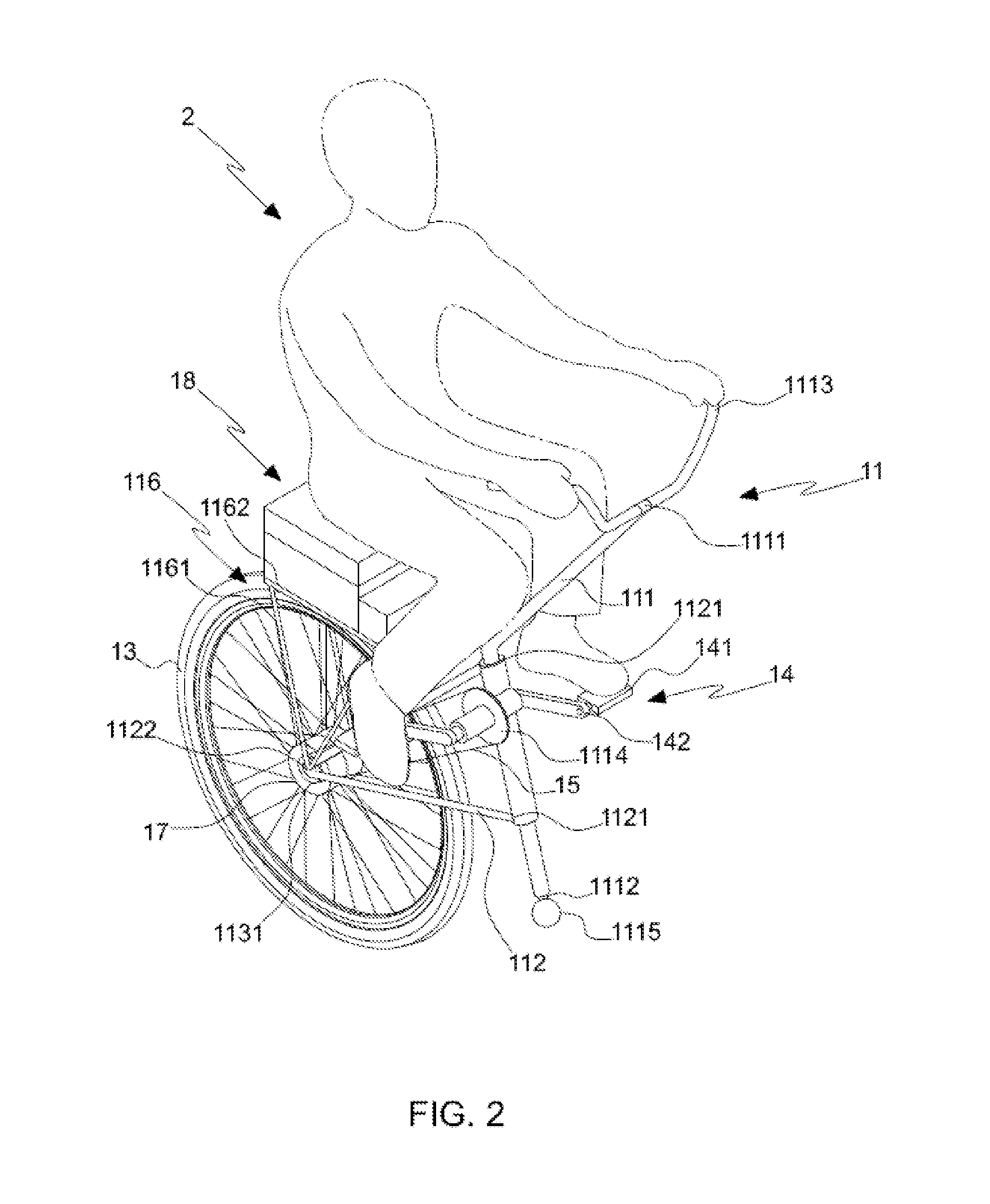 Personal, green-energy, transportation device with single wheel and self-balancing function