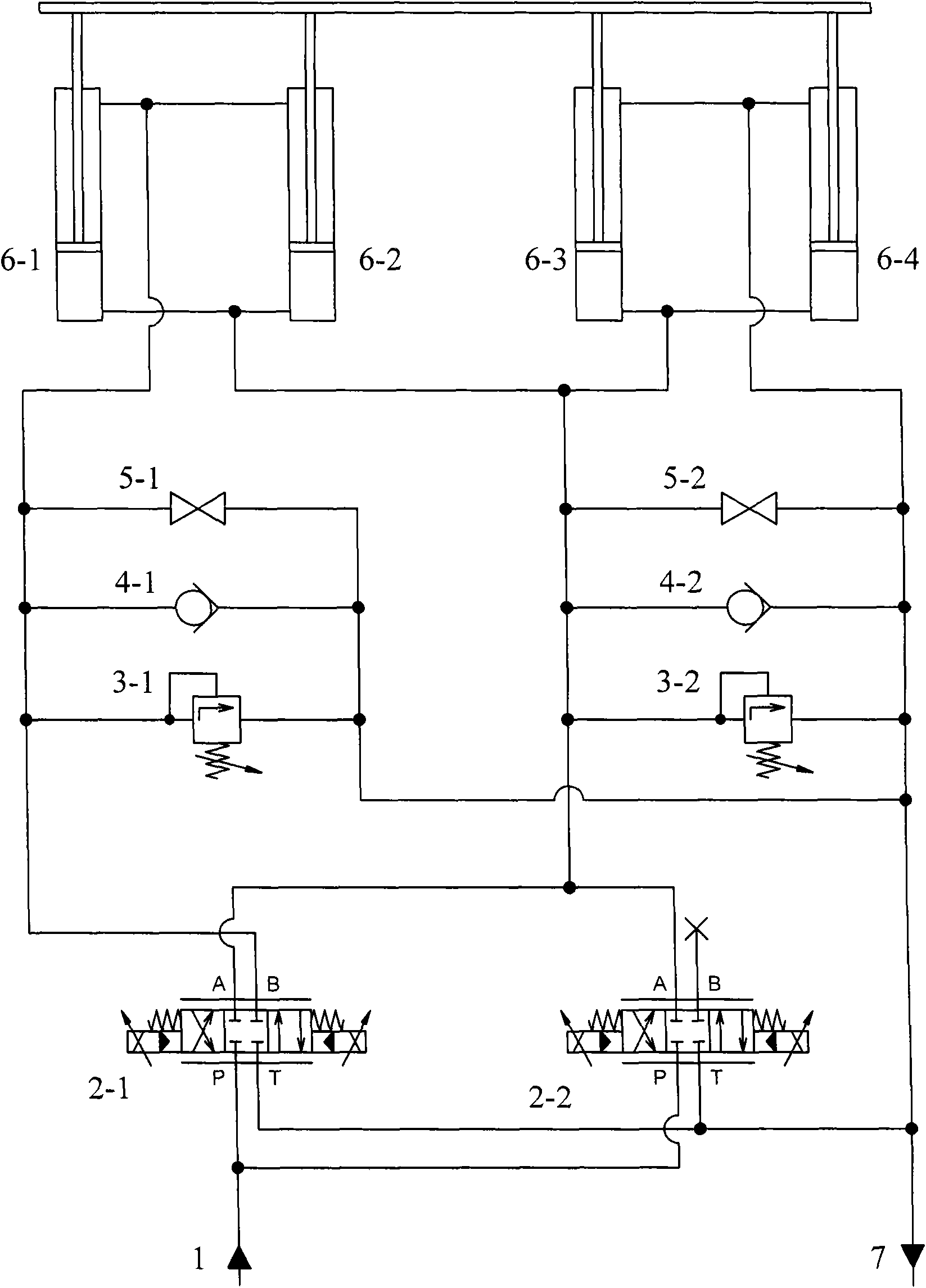 Hydraulic parallel driving system for fore-and-aft lifting of forging manipulator