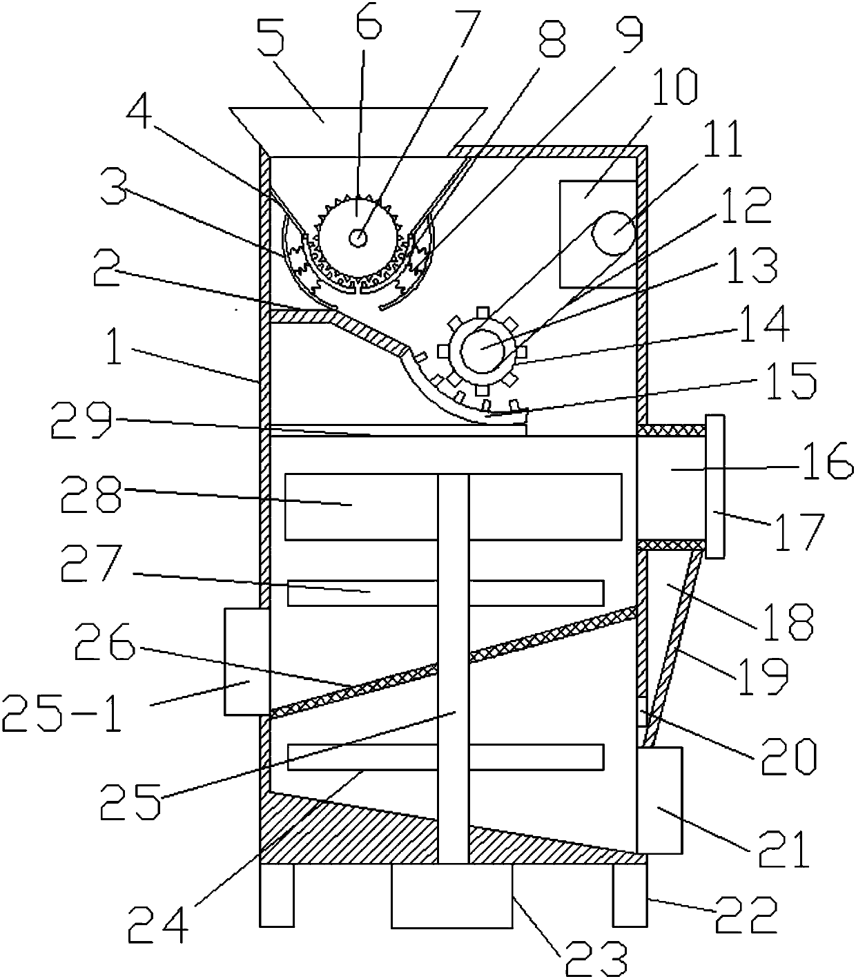 Efficient broking, opening, flotation and impurity removal device for pine nut processing