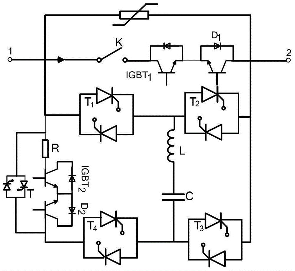 Semi-controlled passive injection current high voltage direct current breaker and realization method thereof