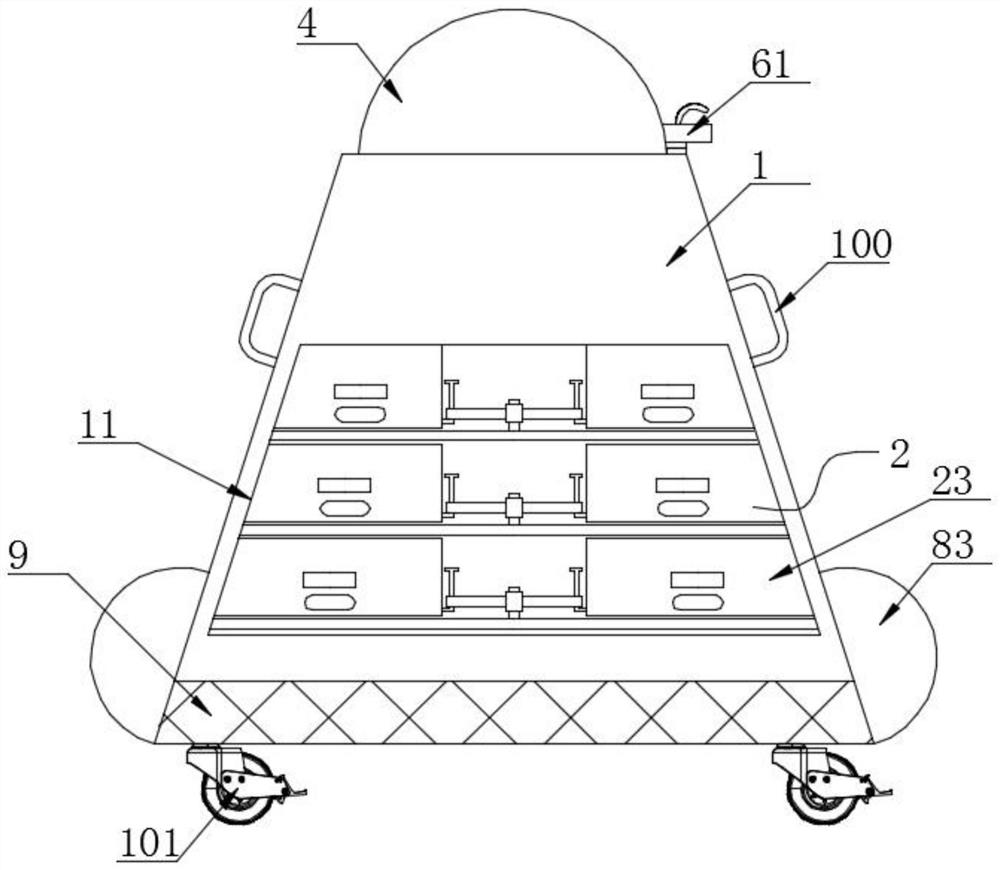 A psychiatric care trolley with a protective device