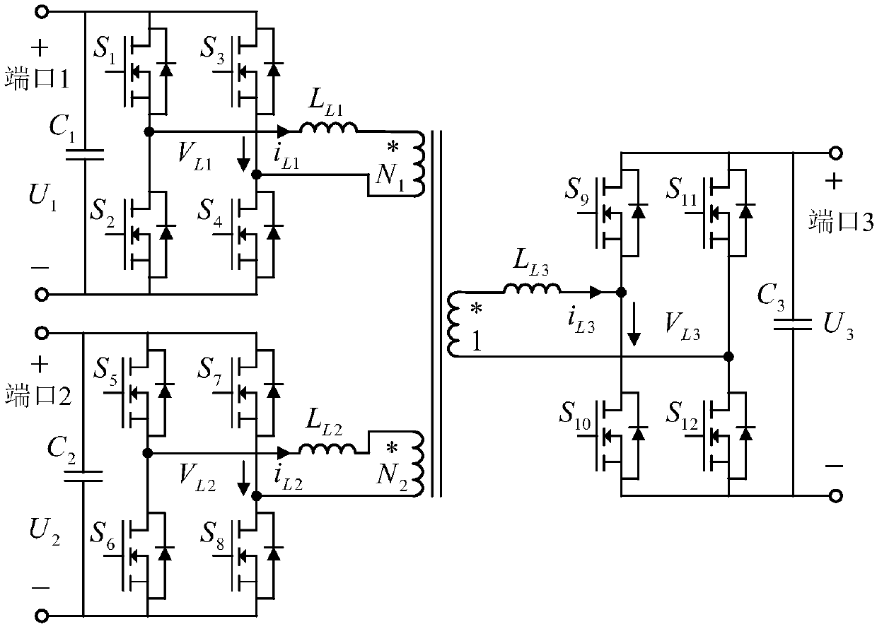 Predictive current phase-shifting control method for three-port converter half-switching period sampling