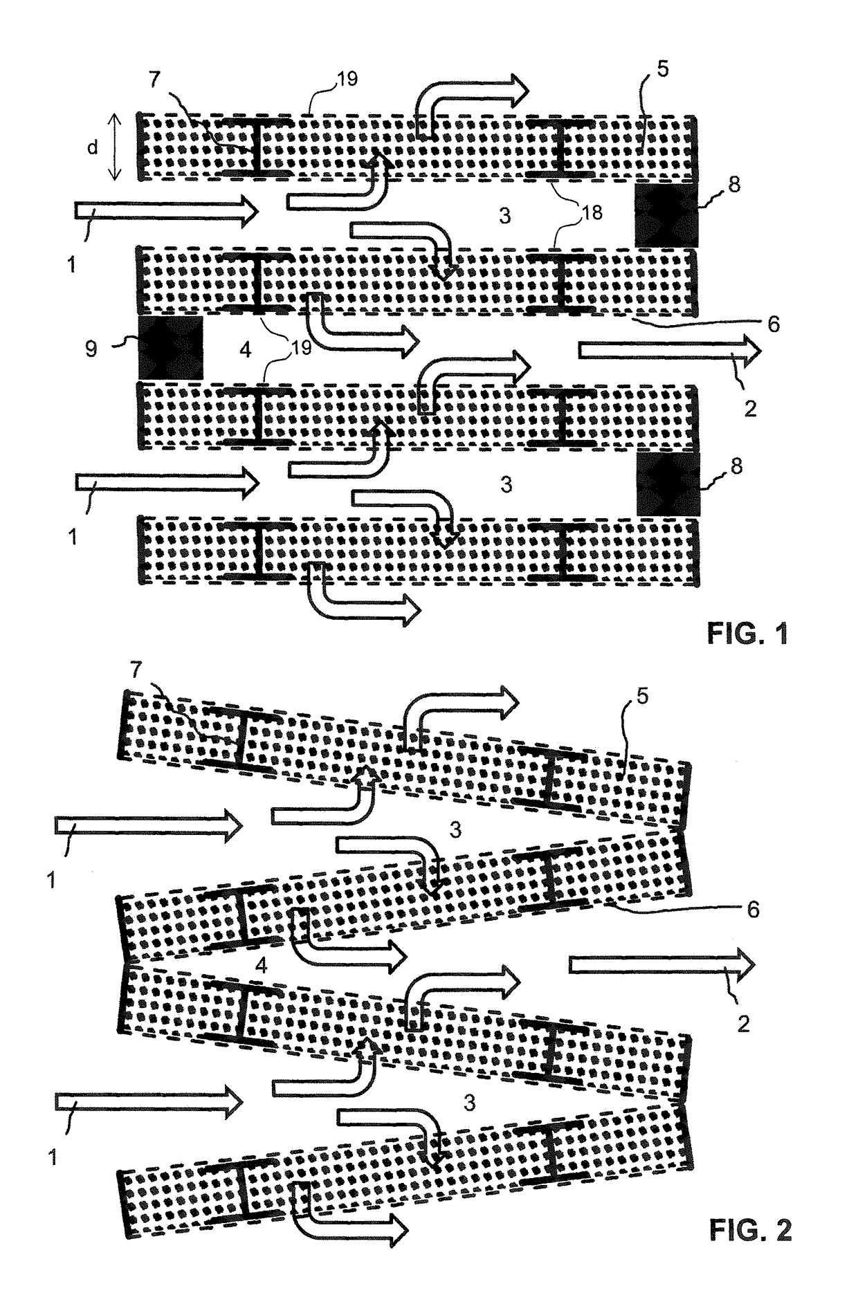 Low-pressure drop structure of particle adsorbent bed for adsorption gas separation process