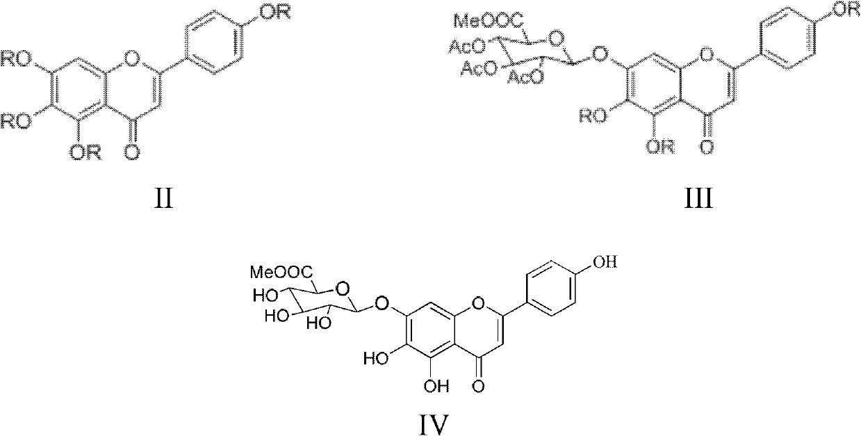 Method for preparing 5,6,4'-trihydroxy flavone-7-0-D-glucuronic acid