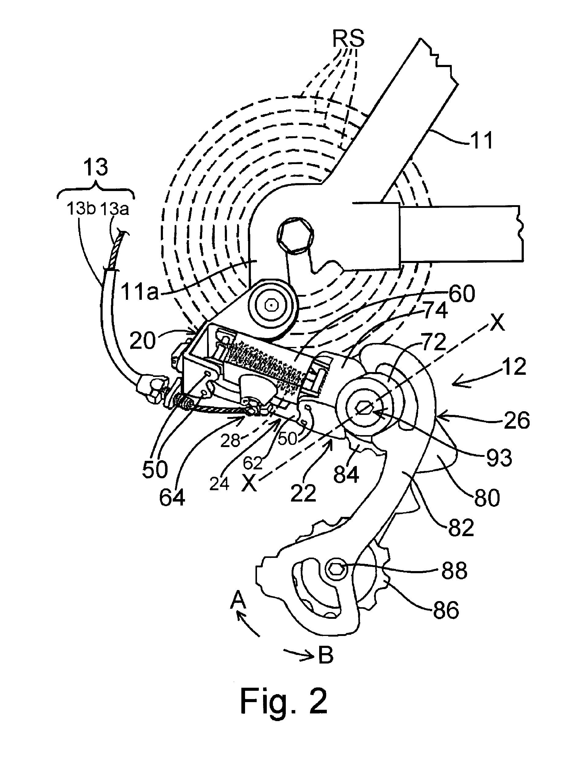 Bicycle rear derailleur with a motion resisting structure