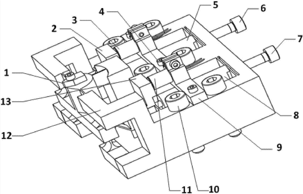 Vibration auxiliary rotation cutting device based on acute angle straight plate type flexible hinge