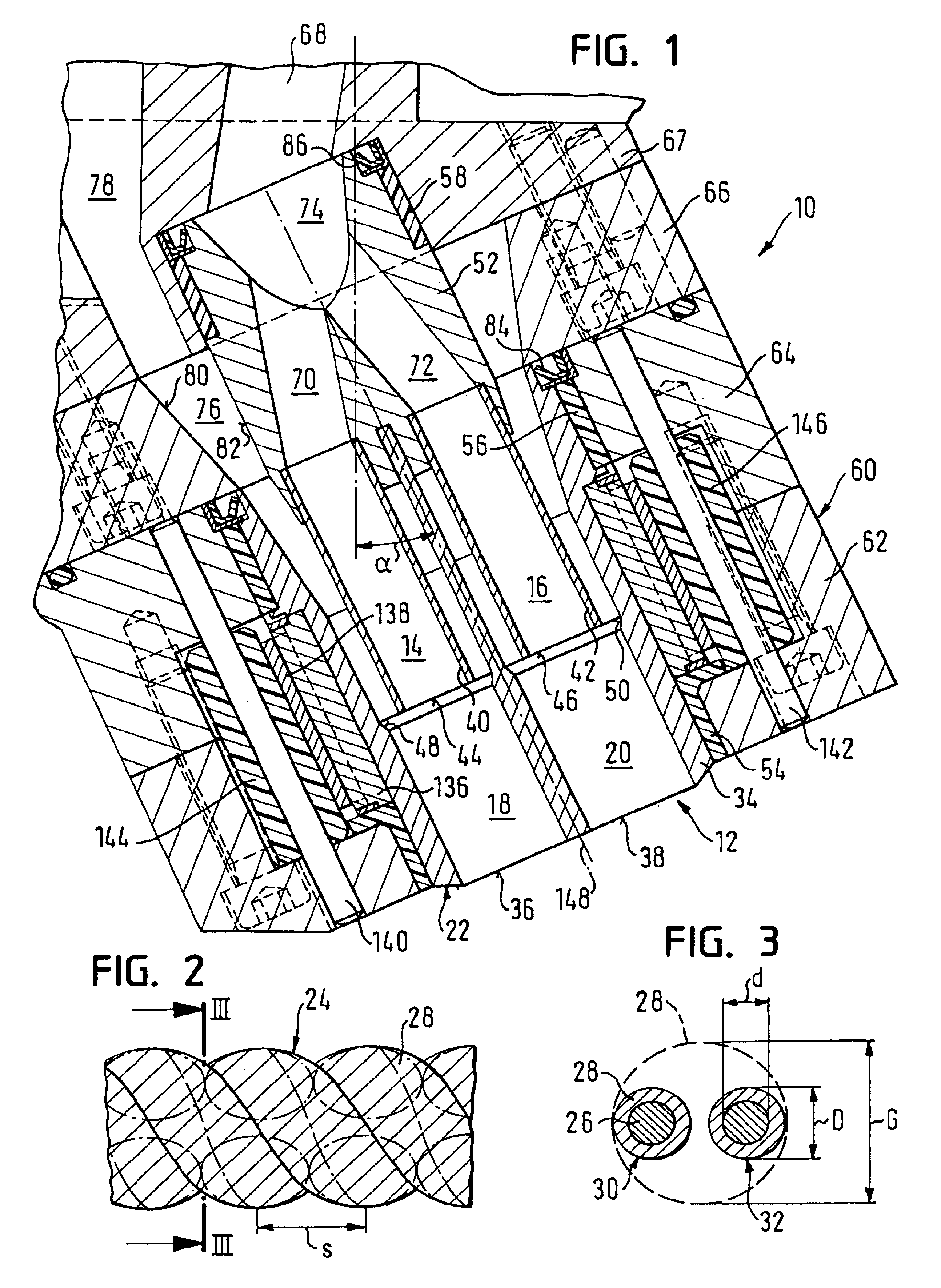 Nozzle arrangement, nozzle carrier and device for extruding doughy substances