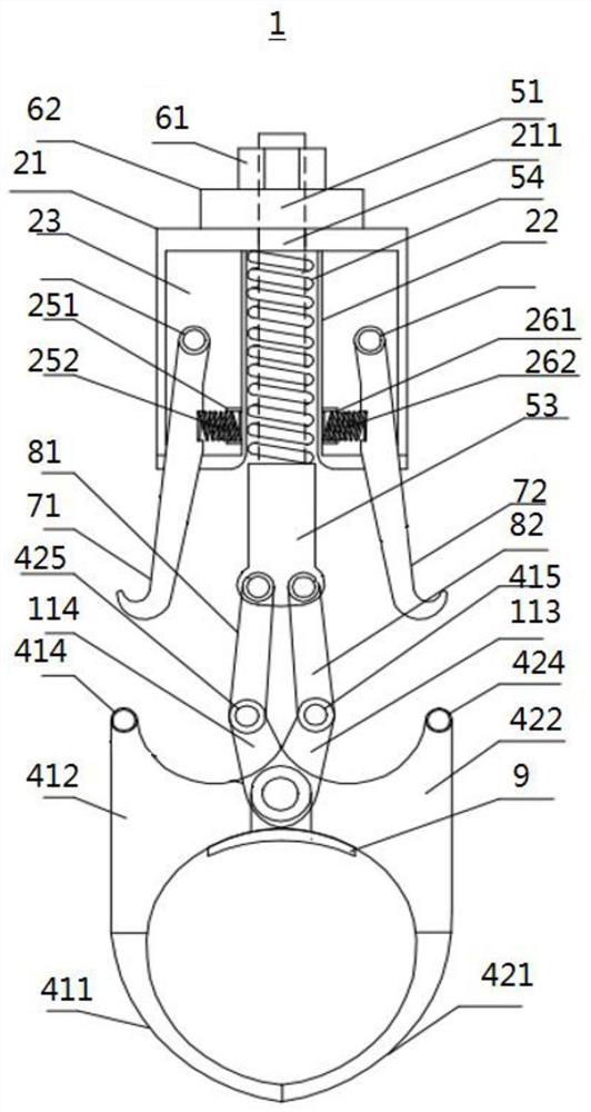 Bar slowly-cooled material lifting appliance with self-closing release function