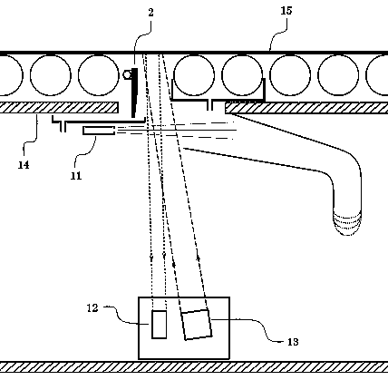 Protective device and method of hot rolled strip steel lower surface detecting device