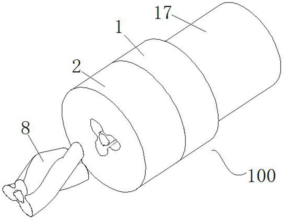 Extrusion device and extrusion method for hollow helicoid rotor profile with internal key groove