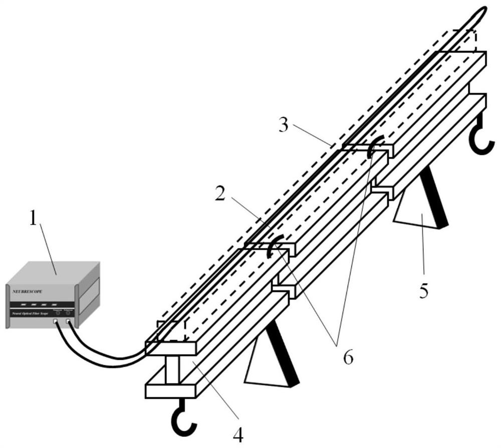 Distributed optical fiber sensing device capable of monitoring steel beam crack and monitoring method