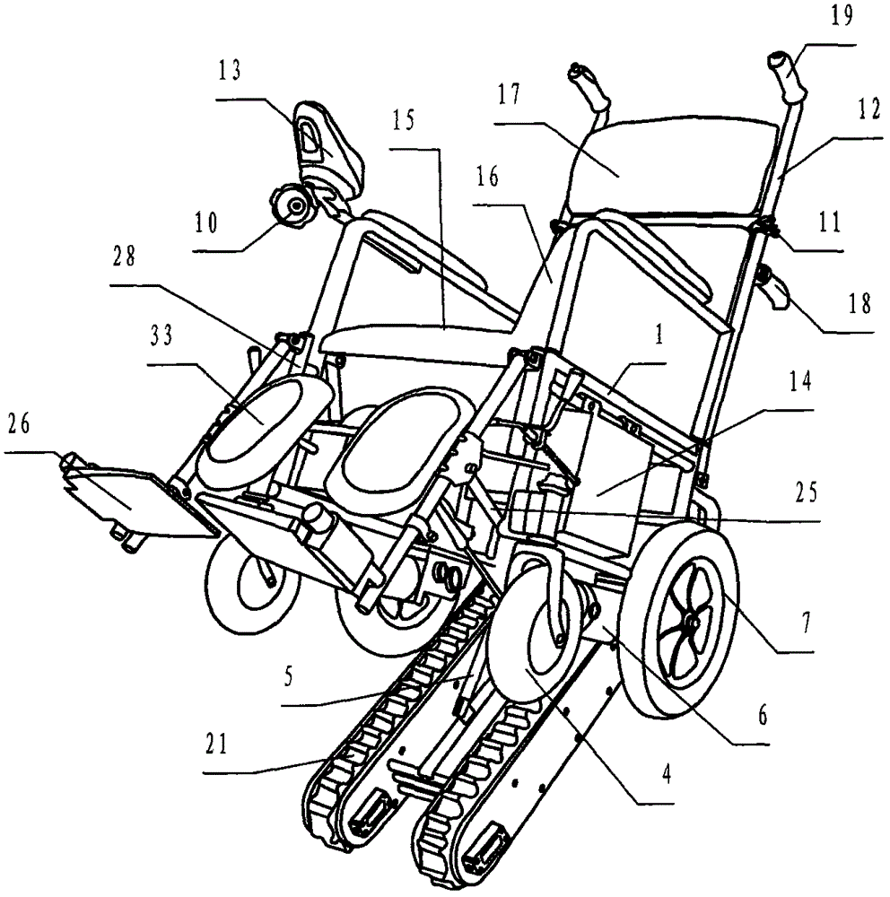 Swingable electric dual-mode stair climbing wheelchair with backrest and pedals