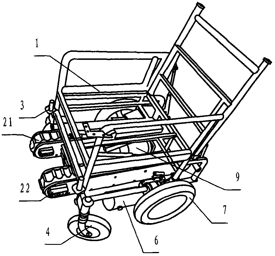 Swingable electric dual-mode stair climbing wheelchair with backrest and pedals