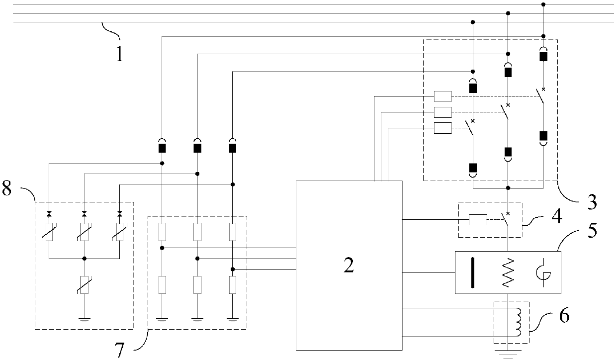 Transfer type grounding arc suppression device