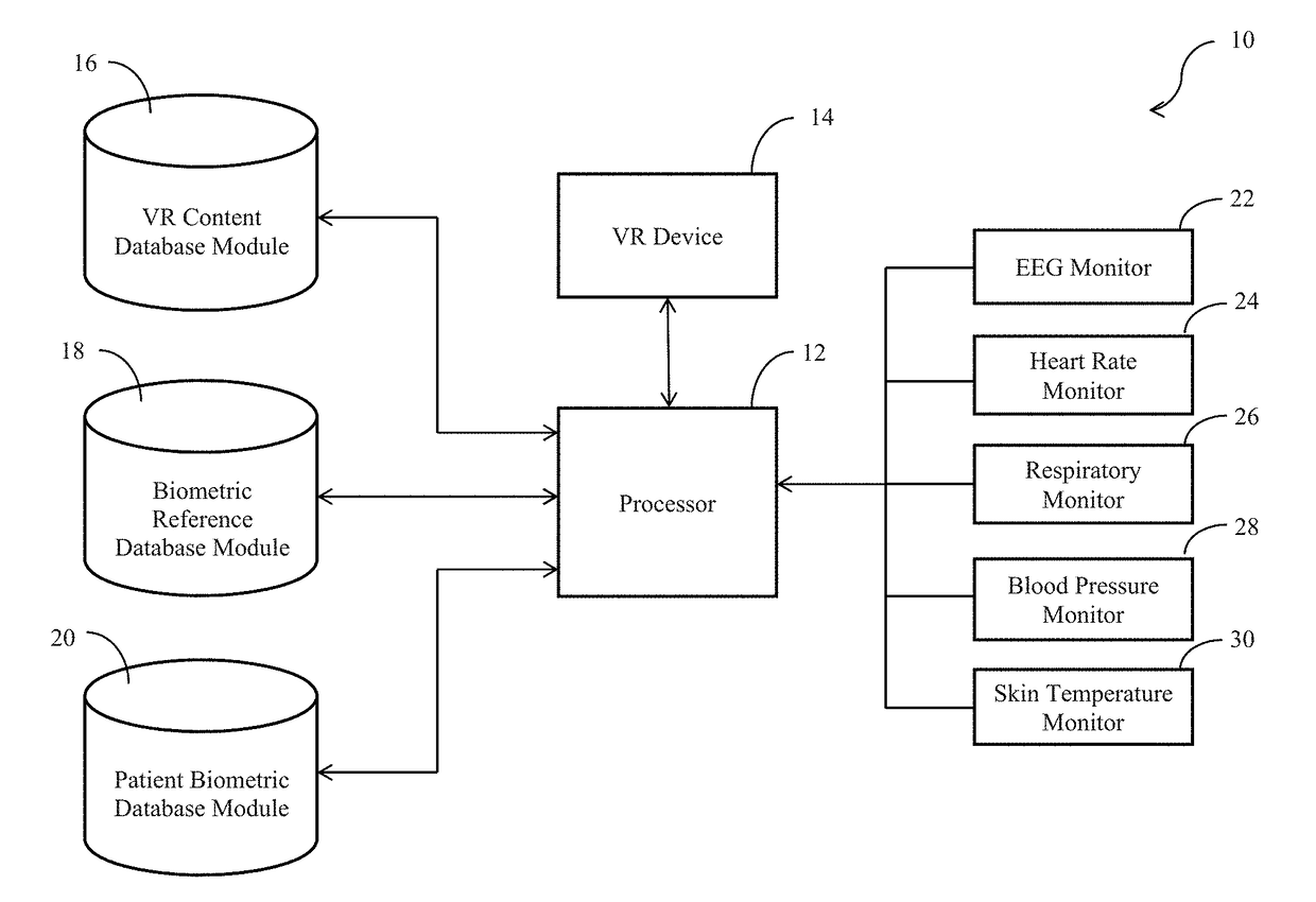 System and method for modifying biometric activity using virtual reality therapy