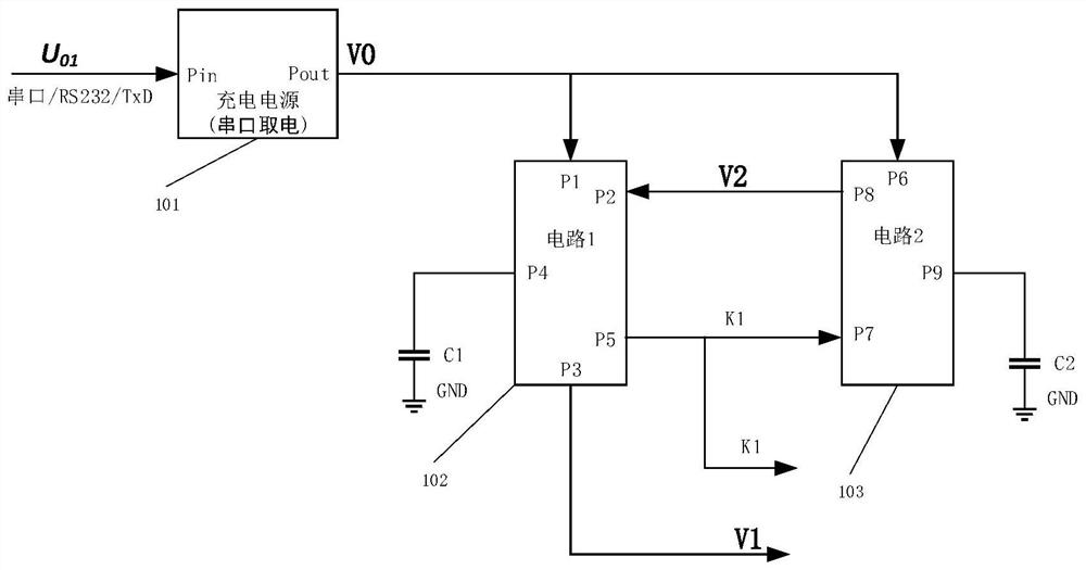 Design method and circuit of a serial port multi-stage charging and discharging power supply