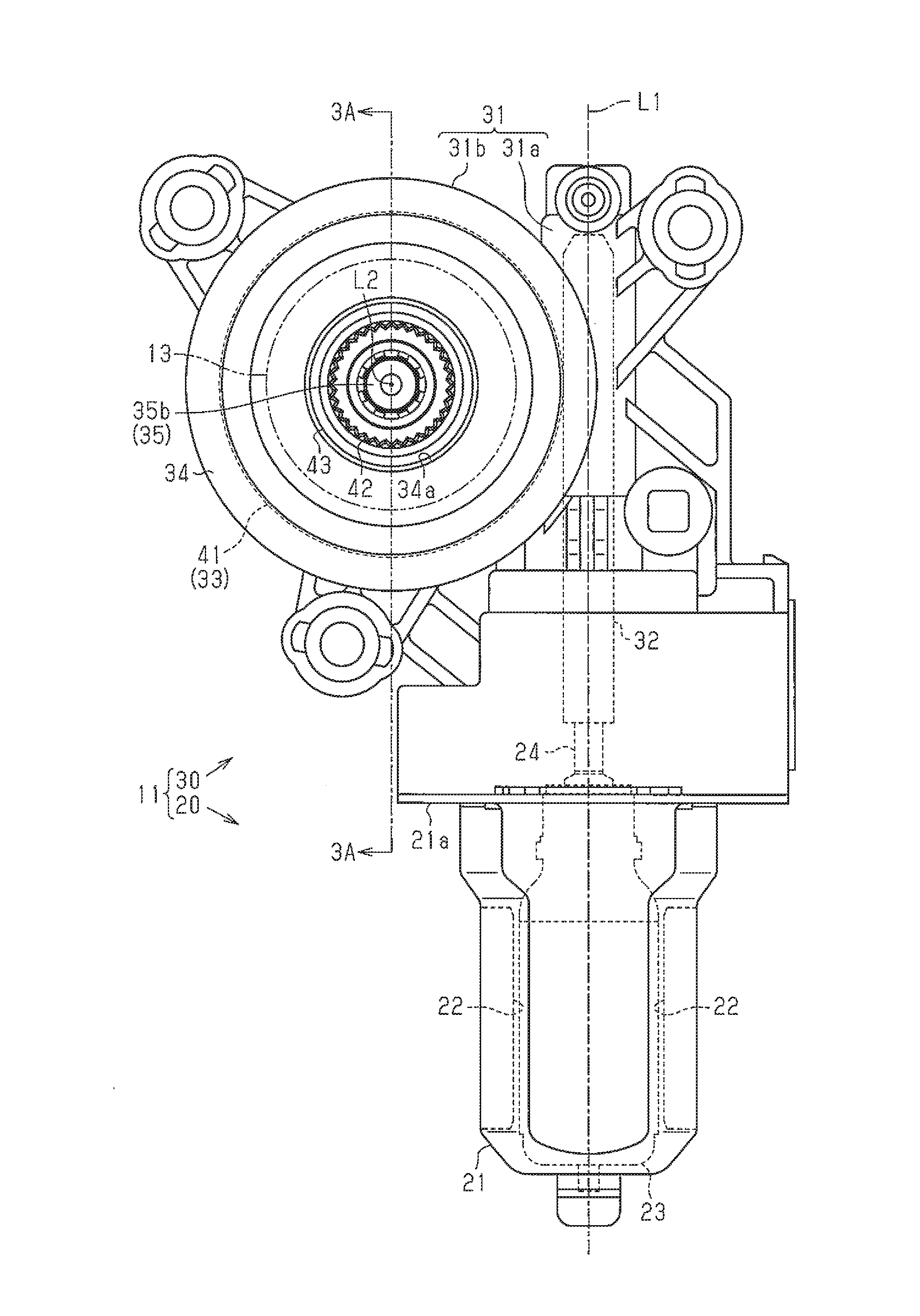 Geared motor and power window device