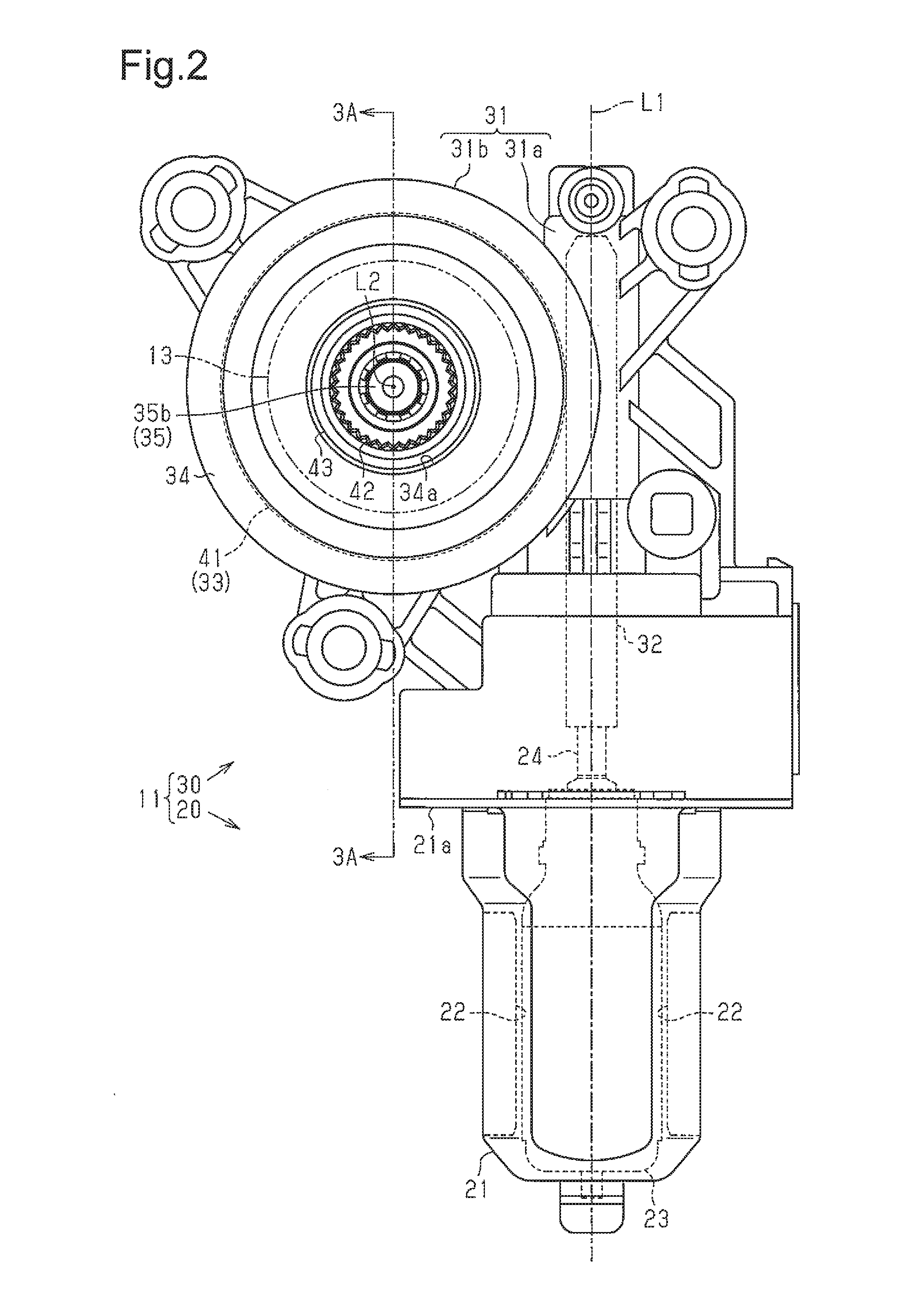 Geared motor and power window device