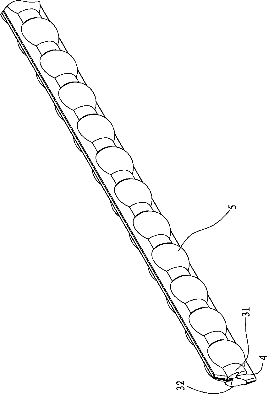 Rolling ball retention chain capable of torsional operation and linear movement mechanism composed of same