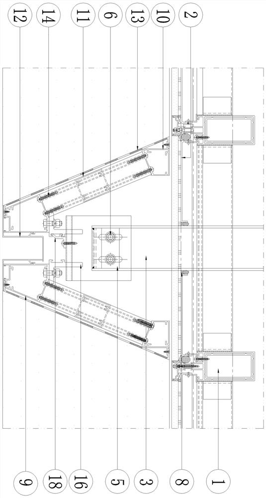 Inwards-concave metal plate unit based on plane curtain wall external hanging