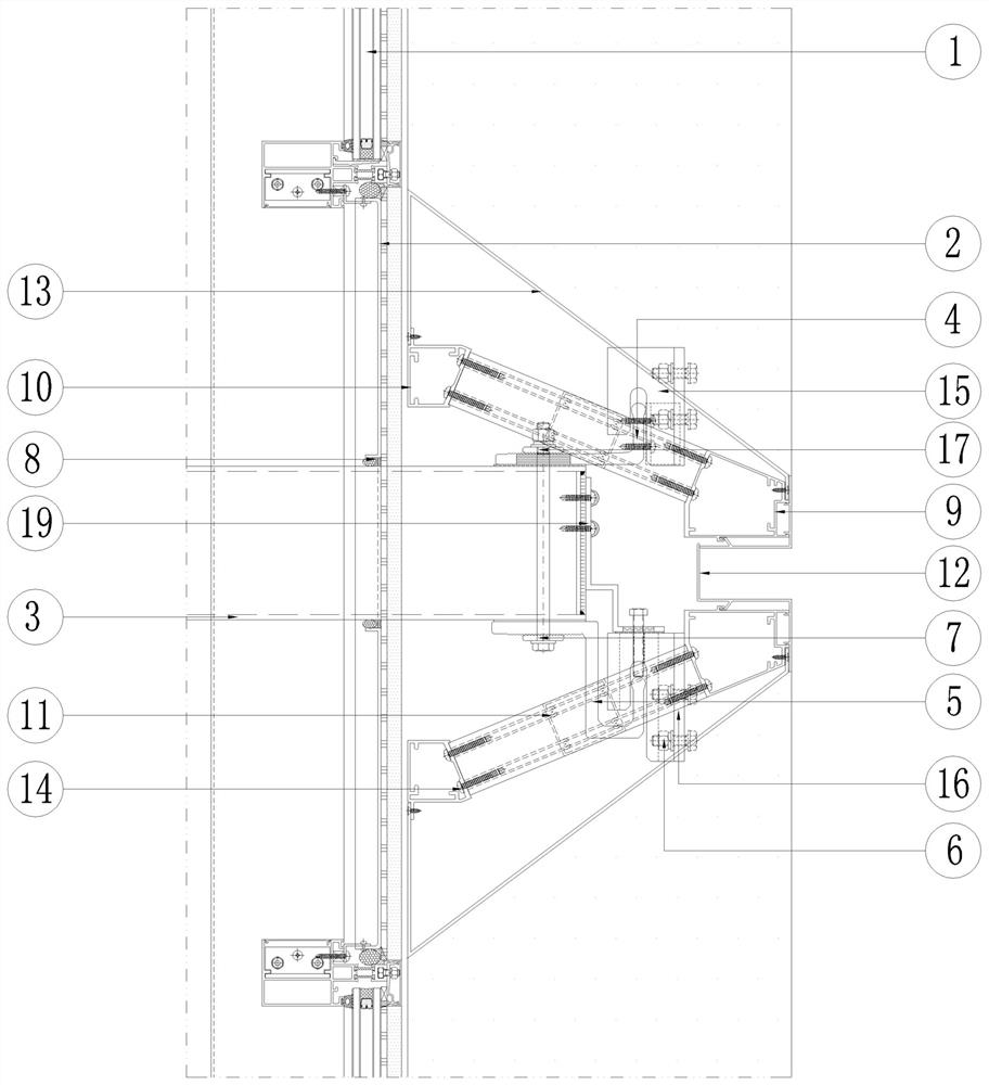 Inwards-concave metal plate unit based on plane curtain wall external hanging