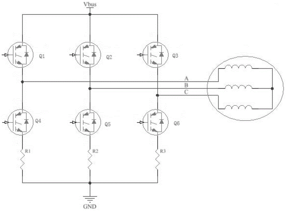 Control method of asymmetric four-section SVPWM (space vector pulse width modulation) technology for three-phase motor