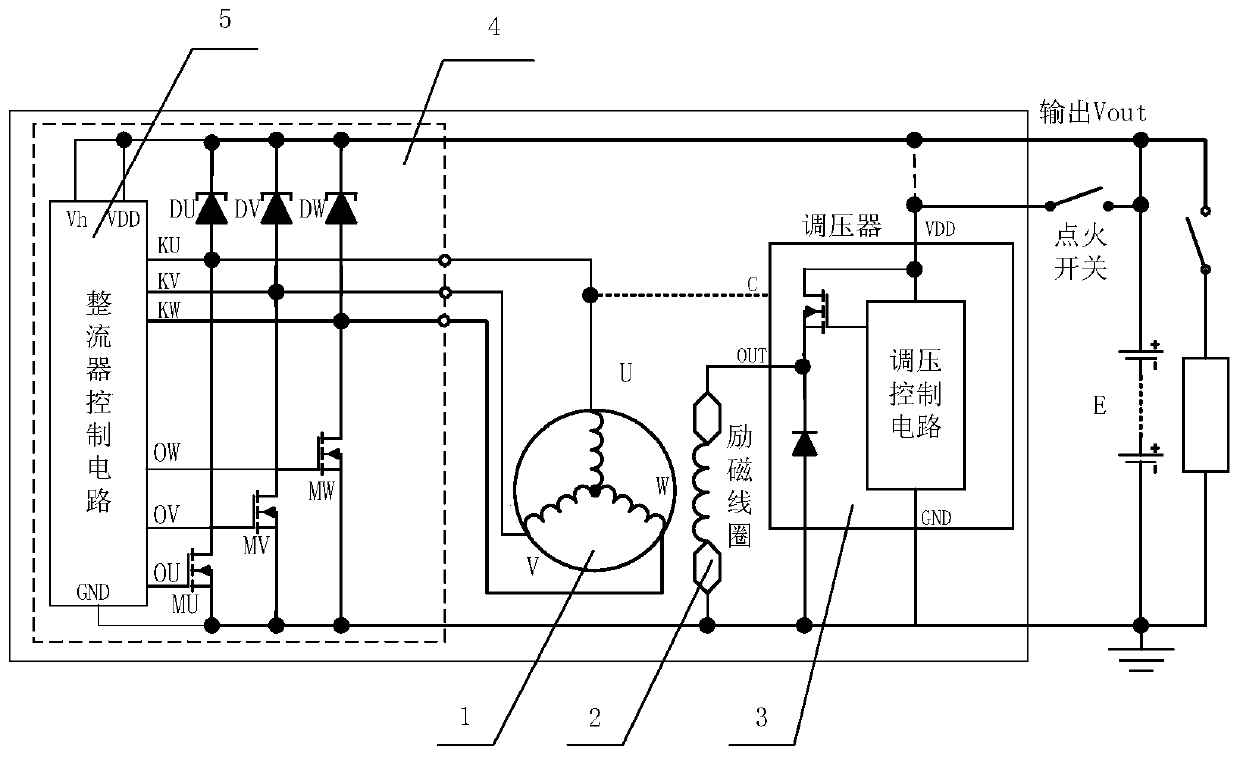 A vehicle power supply system, active hybrid rectifier and control method