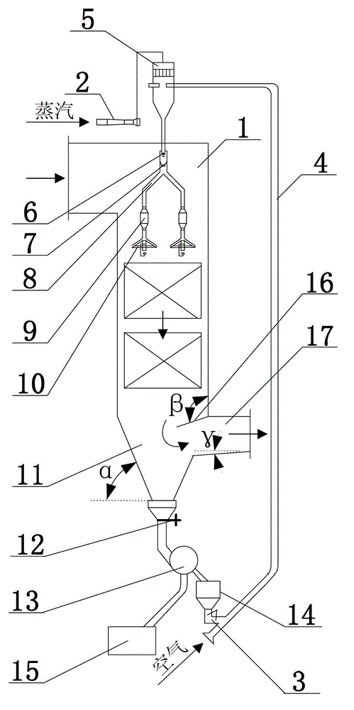 Steel ball gas removal system of pulverized coal boiler